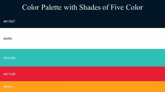 Color Palette With Five Shade Midnight Sugar Cane Turquoise Alizarin Crimson Tree Poppy