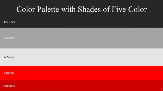 Color Palette With Five Shade Mine Shaft Silver Chalice Mercury Red Guardsman Red