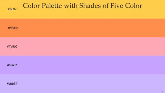 Color Palette With Five Shade Mustard Coral Sundown Mauve Melrose