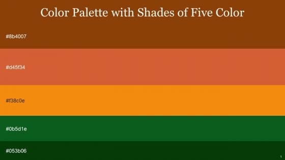 Color Palette With Five Shade Oregon Flame Pea Gamboge Dark Fern Dark Fern