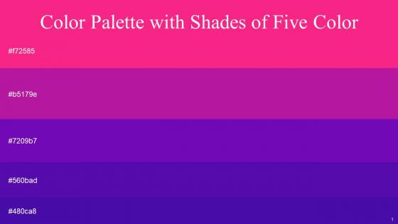 Color Palette With Five Shade Persian Rose Red Violet Purple Purple Blue Gem
