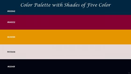 Color Palette With Five Shade Prussian Blue Siren Tangerine Ebb Black Pearl