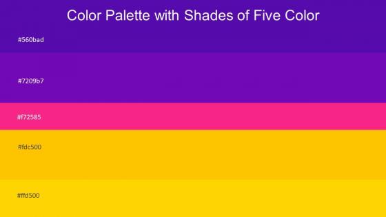 Color Palette With Five Shade Purple Purple Persian Rose Supernova Gold