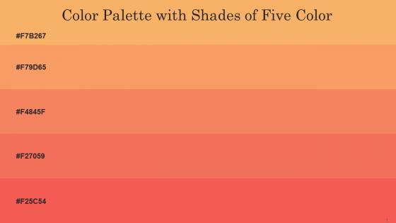 Color Palette With Five Shade Rajah Sandy Brown Sandy Brown Burnt Sienna Carnation