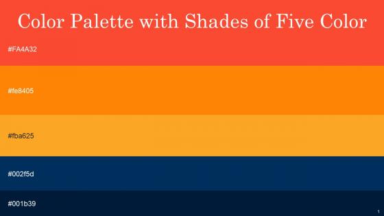 Color Palette With Five Shade Red Orange Flamenco Sea Buckthorn Midnight Blue Midnight
