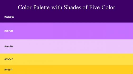 Color Palette With Five Shade Ripe Plum Heliotrope Mauve Bright Sun Lightning Yellow