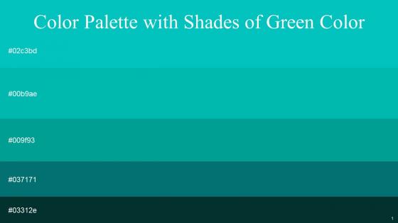 Color Palette With Five Shade Robins Egg Blue Caribbean Green Persian Green Mosque Sherwood Green