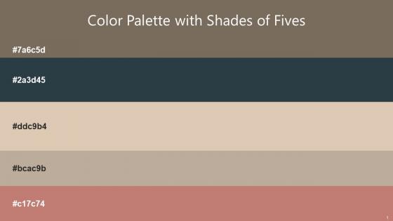 Color Palette With Five Shade Sandstone Pickled Bluewood Bone Malta Old Rose