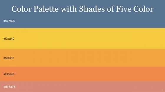 Color Palette With Five Shade Smalt Blue Saffron Tulip Tree Jaffa Burning Sand