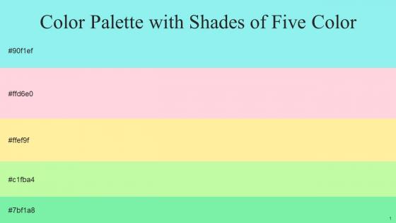 Color Palette With Five Shade Spray Pastel Pink Vis Vis Reef Magic Mint
