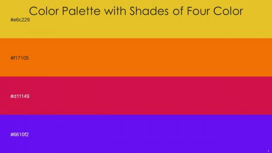 Color Palette With Five Shade Sunflower Chilean Fire Crimson Electric Violet