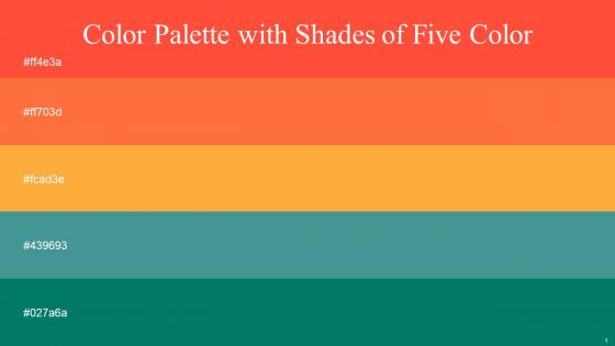 Color Palette With Five Shade Sunset Orange Burning Orange Yellow Orange Wedgewood Pine Green