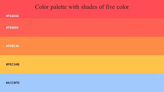 Color Palette With Five Shade Sunset Orange Persimmon Coral Texas Rose Anakiwa