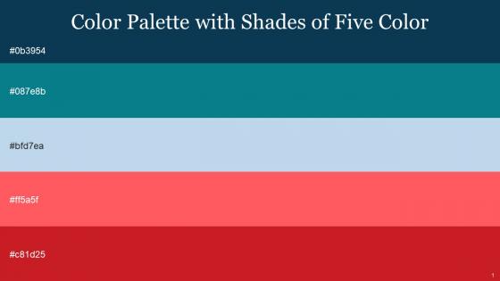 Color Palette With Five Shade Tarawera Blue Chill Spindle Persimmon Cardinal