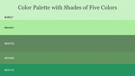 Color Palette With Five Shade Tea Green Madang Glade Green Highland Black Olive