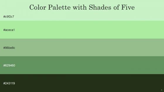 Color Palette With Five Shade Tea Green Madang Norway Highland Black Olive