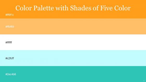 Color Palette With Five Shade Tree Poppy Koromiko White Onahau Turquoise