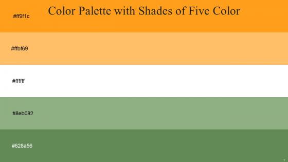 Color Palette With Five Shade Tree Poppy Koromiko White Swamp Green Hippie Green