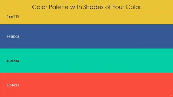 Color Palette With Five Shade Tulip Tree Chambray Caribbean Green Sunset Orange