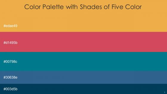 Color Palette With Five Shade Tulip Tree Chestnut Rose Blue Lagoon Calypso Astronaut Blue