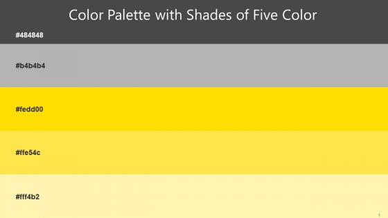 Color Palette With Five Shade Tundora Nobel School Bus Yellow Gorse Buttermilk