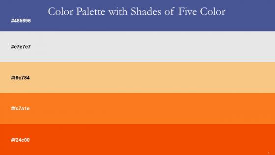 Color Palette With Five Shade Victoria Mercury Cherokee Pumpkin Vermilion