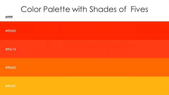 Color Palette With Five Shade White Scarlet Vermilion Blaze Orange Sun