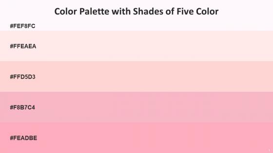 Color Palette With Five Shade Wisp Pink Fair Pink Cosmos Illusion Sundown