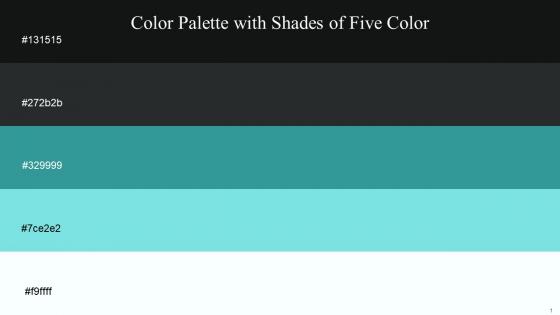 Color Palette With Five Shade Woodsmoke Outer Space Lochinvar Aquamarine Blue Twilight Blue