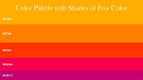 Color Palette With Five Shade Yellow Sea Flush Orange Scarlet Torch Red Lipstick