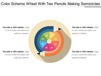 Color scheme wheel with two pencils making semicircles