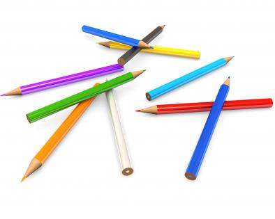 Colored pencils for kids stock photo