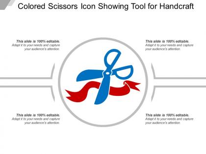 Colored scissors icon showing tool for handcraft
