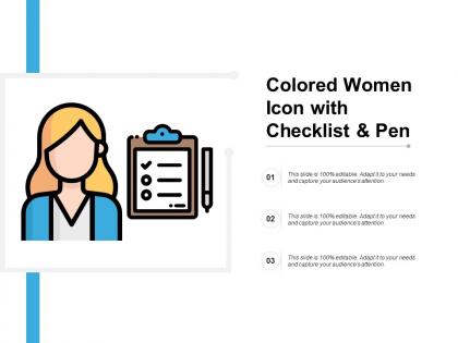 Colored women icon with checklist and pen