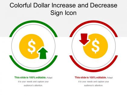 Colorful dollar increase and decrease sign icons