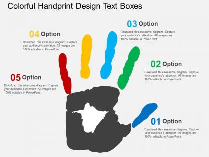 Colorful handprint design text boxes flat powerpoint design