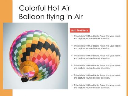 Colorful hot air balloon flying in air