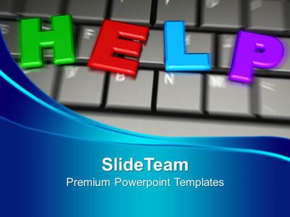 Colorful letters of help word on keyboard powerpoint templates ppt themes and graphics 0213