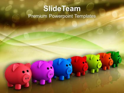 Colorful piggy bank savings future powerpoint templates ppt themes and graphics 0213