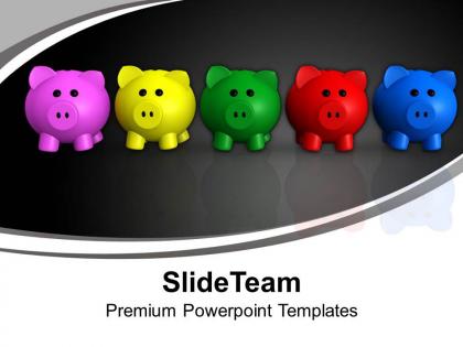 Colorful piggy banks future savings powerpoint templates ppt backgrounds for slides 0113