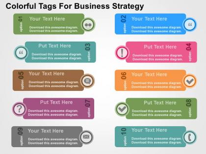 Colorful tags for business strategy flat powerpoint design