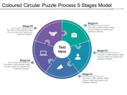 Coloured circular puzzle process 5 stages model