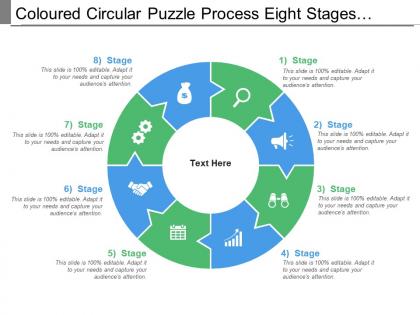Coloured circular puzzle process eight stages pattern