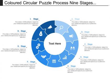 Coloured circular puzzle process nine stages pattern