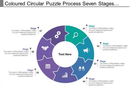 Coloured circular puzzle process seven stages pattern