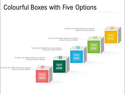 Colourful boxes with five options