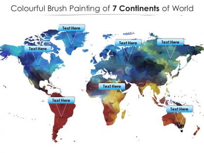 Colourful brush painting of 7 continents of world