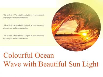Colourful ocean wave with beautiful sun light