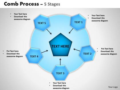 Comb process 5 stages powerpoint slides and ppt templates 0412