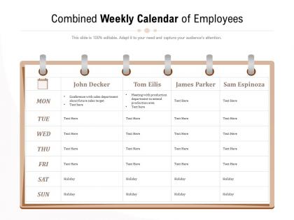 Combined weekly calendar of employees
